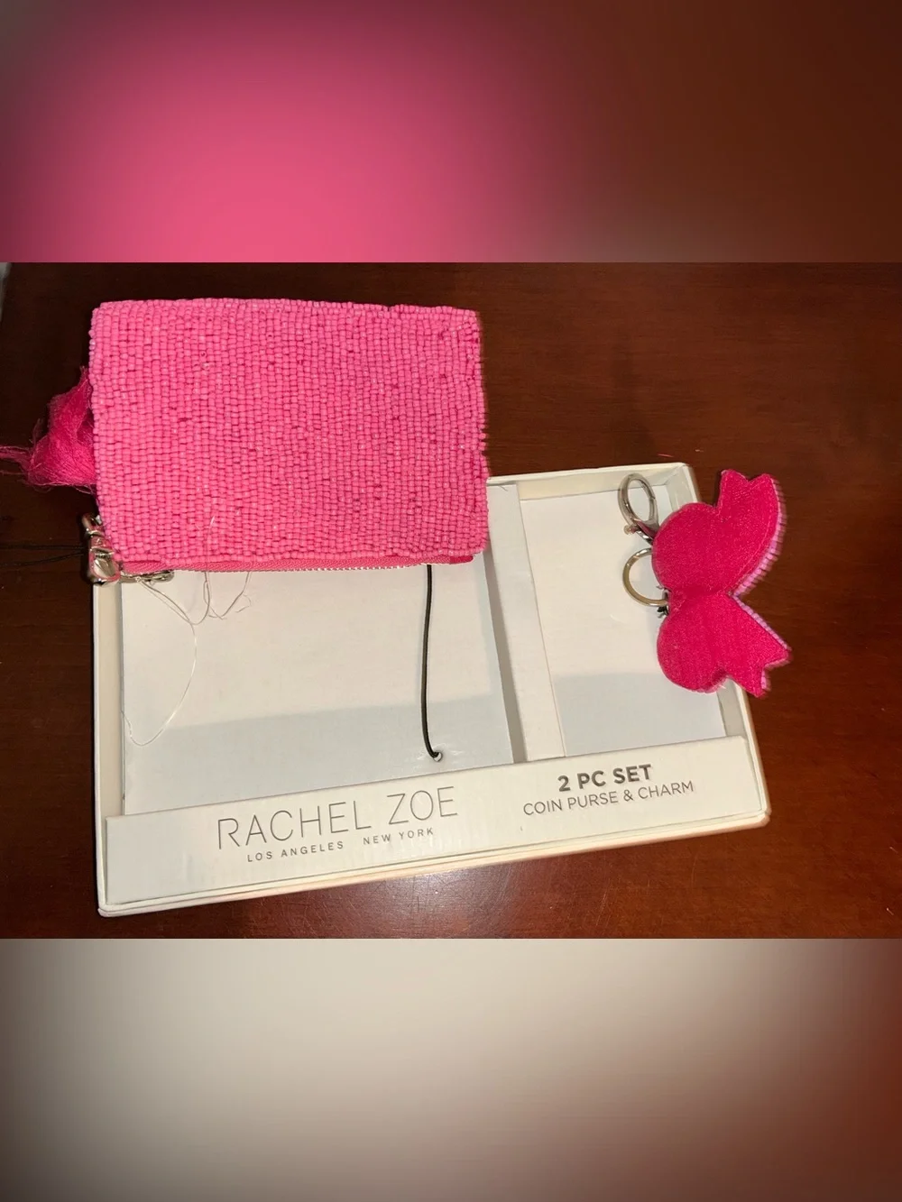 NIB Rachel Zoe Beaded Coin Purse & Charm Sets